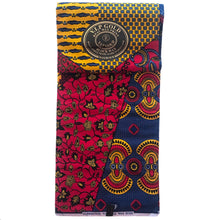 Charger l&#39;image dans la galerie, African Print Cotton Wax Fabrics Orange &amp; Blue Star
