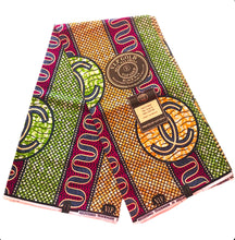 Charger l&#39;image dans la galerie, African Print Cotton Wax Fabrics Green/Red/Gold C
