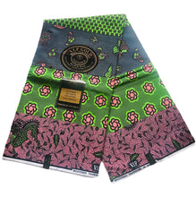 Charger l&#39;image dans la galerie, African Print Cotton Wax Fabrics Green/Pink/Blue
